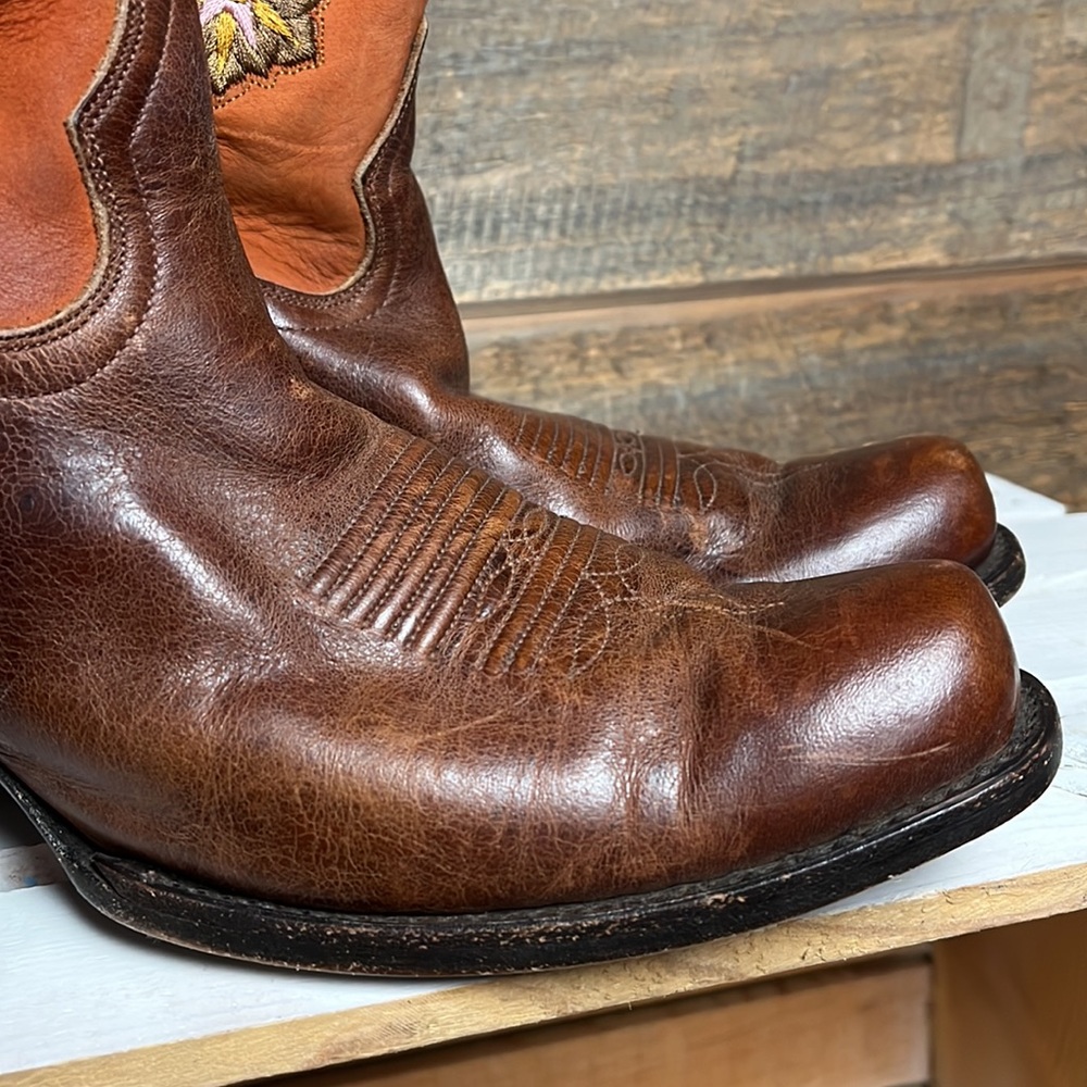 Sonora by Double H Boots Womens 9 Western Floral Embroidered Leather Cowgirl OSU - Picture 7 of 16